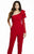 Jolene Collection - 16502 Bow Accented Asymmetrical Jumpsuit In Red