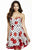 Jolene Collection - 16513 Strapless Polka Dots Floral Dress In White and Red