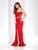 Clarisse - 4948 Sleeveless Two-Piece Lace Gown  in Red