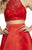 Jolene Collection - 16532 Two Piece Halter A-line Dress In Red