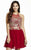 Jolene Collection - 16539 Embellished Halter A-line Dress In Red