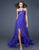 La Femme - Glittering Asymmetrical Strap Sweetheart Long Gown 16582 In Purple