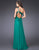 La Femme - Glittering Asymmetrical Strap Sweetheart Long Gown 16582 In Green