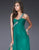La Femme - Glittering Asymmetrical Strap Sweetheart Long Gown 16582 In Green