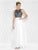 Colors Dress - 1658 Chevron Motif Illusion Gown in Blue