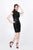 Primavera Couture - Beaded High Illusion Cap Sleeve Sheath Cocktail Dress 1661 in Black