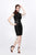 Primavera Couture - Beaded High Illusion Cap Sleeve Sheath Cocktail Dress 1661 in Black