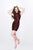Primavera Couture - Beaded High Illusion Cap Sleeve Sheath Cocktail Dress 1661 in Red