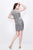 Primavera Couture - Beaded High Illusion Cap Sleeve Sheath Cocktail Dress 1661 in Silver