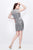 Primavera Couture - Beaded High Illusion Cap Sleeve Sheath Cocktail Dress 1661 in Silver