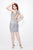 Primavera Couture - Embellished High Neck Fitted Cocktail Dress 1663 in Silver