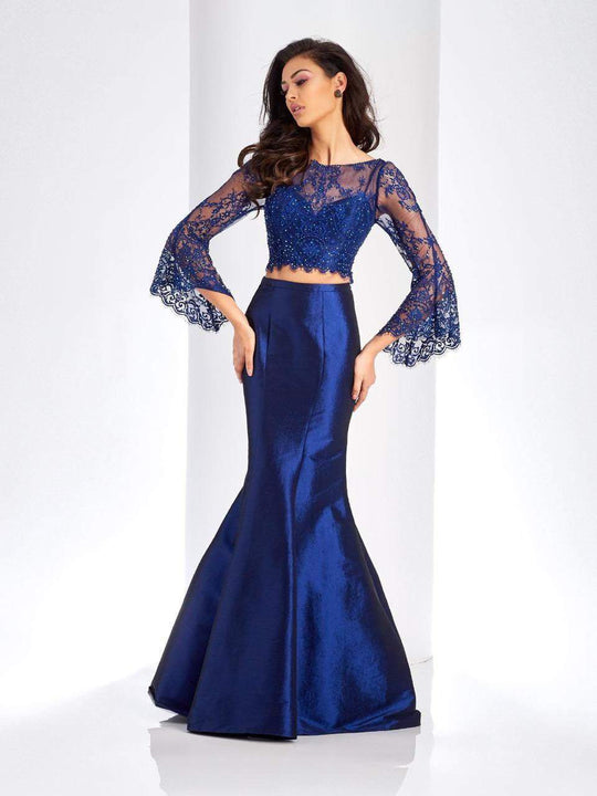 Clarisse - 4971 Two Piece Lace Mermaid Gown in Blue