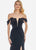 Ashley Lauren - 1669 Plunging Off-Shoulder Glitter Velvet Dress In Black