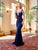 Clarisse - 3409 Ornate Cap Sleeves Cutout Long Gown in Blue