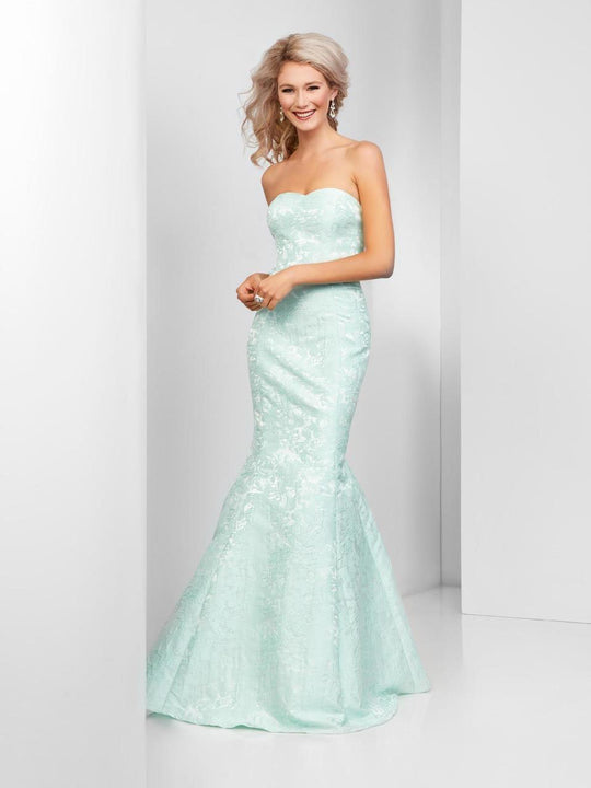 Clarisse - 3415 Floral Semi-Sweetheart Mermaid Dress in Green
