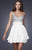 La Femme - Bejeweled Short Chiffon Party Dress 16813 in White and Silver