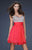 La Femme - Bejeweled Short Chiffon Party Dress 16813 in Red and Silver