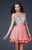 La Femme - Bejeweled Short Chiffon Party Dress 16813 in Orange and Silver