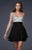 La Femme - Bejeweled Short Chiffon Party Dress 16813 in Black and Silver