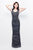 Primavera Couture - Statuesque Scalloped Sweetheart Illusion Sheath Gown 1681 in Gray