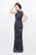 Primavera Couture - Statuesque Scalloped Sweetheart Illusion Sheath Gown 1681 in Gray