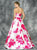 Colors Dress - 1685 Strapless Floral Mikado High Low Dress in Pink and White