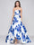 Colors Dress - 1685 Strapless Floral Mikado High Low Dress in Blue and White
