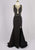 Colors Dress - 1692 Shimmering Lace Illusion Slit Dress in Black