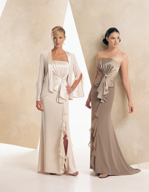 Montage by Mon Cheri - 16941 Strapless Ruched Dress with Jacket In White and Neutral
