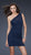 La Femme - Lavishly Tucked Asymmetrical Illusion Sheath Cocktail Dress 16959 In Blue