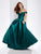 Clarisse - 3442 Off Shoulder Corset Mikado Ballgown in Green