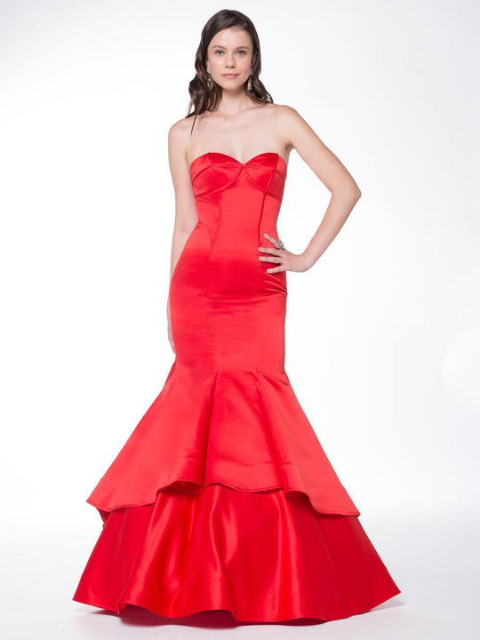Colors Dress - 1697 Sweetheart Satin Mermaid Gown in Red