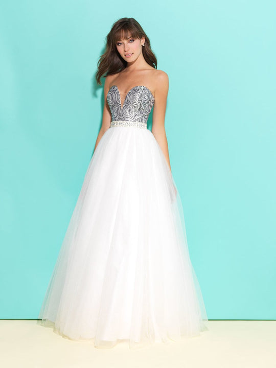 Madison James - V-Neckline Tulle Ballgown 17-245