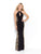 Madison James - Sequined Halter Evening Dress 17-261 In Black and Gold