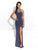 Madison James -  Long Jersey Dress with Beaded Neckline 17-267 in Gray