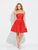 Madison James - 17-600 Laced Straight Across A-line Dress in Red