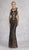 Janique - 17007 Sparkly Nude Illusion Evening Gown In Black