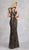 Janique - 17007 Sparkly Nude Illusion Evening Gown In Black