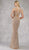 Janique - 17007 Sparkly Nude Illusion Evening Gown In White and Nude