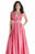 Jolene Collection - 17011L V-Neck Pleated Satin A-Line Gown In Pink