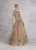 Janique - 17014 Embellished Illusion Jewel A-line Dress In Neutral