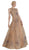 Janique - 17014 Embellished Illusion Jewel A-line Dress In Nude