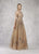 Janique - 17014 Embellished Illusion Jewel A-line Dress In Neutral