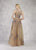 Janique - 17014 Embellished Illusion Jewel A-line Dress In Neutral