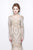Primavera Couture - Long Sleeved Sheer Embellished Evening Gown 1701 in Neutral