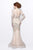 Primavera Couture - Long Sleeved Sheer Embellished Evening Gown 1701 in Neutral