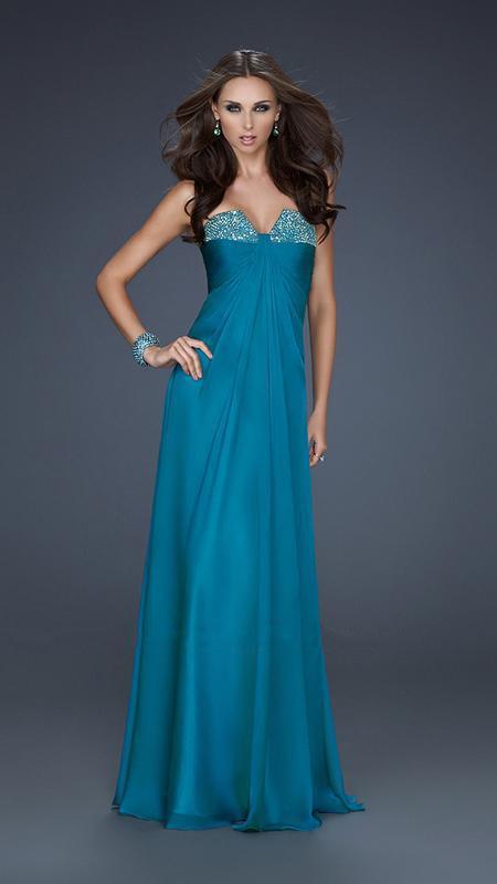 La Femme - Gorgeously Draped Sweetheart Empire A-Line Gown 17037 in Green