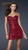 La Femme - Sequined Pleated Sweetheart Short Sheath Dress 17039 In Red