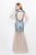 Primavera Couture - Intricately Ornate Cap Sleeve Bateau Tulle Trumpet Gown 1703 in Blue