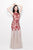 Primavera Couture - Intricately Ornate Cap Sleeve Bateau Tulle Trumpet Gown 1703 in Red